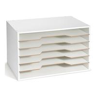 Yumkfoi 12x18 Construction Paper Organizer, Larger Size Wooden Literature Organizer, 6-Tier Desktop File Sorter for Home, Classroom and Office, Adjustable