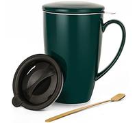 YumKubis Tea Infuser Mug, 17 oz Large Porcelain Tea Cup with Infuser and Lid for Loose Leaf, Home, Office and Gifts