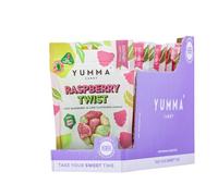 Yumma Candy - Raspberry Twist 7 Pack, Fizzy Raspberry & Lime Gummies - Vegan, Gluten Free, Palm Oil Free - Real Fruit Juice Natural Sweets - Tangy Chewy Candy Multipack - 138g Each, 7 x Bags