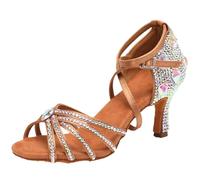 Yummsion Women's Latin Dance Shoes With Rhinestones,Ballroom Performance Dances Shoe,Rhinestones Dancing Shoes,Women's Ballroom Dance Shoe,Open Toe Dancing Shoes,Breathable,For Beginners