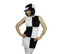 Yummy Bee - 60s Fancy Dress for Women - Disco Mini Dress Fancy Dress Costume - Cap - Plus Size Costumes (White,8)