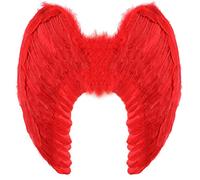 Yummy Bee Angel Wings Costume - Large 60x40cm Feather Wings - Black, White, Red - Fancy Dress Halloween Costumes Adult Women Accessory Fairy Devil Angel Demon (Red)
