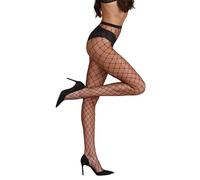 Yummy Bee Black Whale Net Tights Women Large Fishnet Mesh Reinforced Toe Stretch Pantyhose M XL Plus Size Party Festival Fashion UK (One Size 8-16)