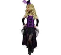 Yummy Bee - Burlesque Outfit - Saloon Girl Fancy Dress Costume - Showgirl Costume - Plus Size Costume (Purple, 10-12)