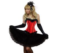 Yummy Bee - Corset Top and Lace Skirt for Women - Corset Dress Fancy Dress Costume - Burlesque Outfit - Plus Size Corsets and Skirts (8, Red Skirt)