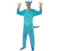 Yummy Bee Monster Costume for Adults - Fancy Dress Onesie Jumpsuit with Hood & Tail - Blue with Purple Spots - Cosplay, Halloween & Party Outfit (XL Chest 42-46")