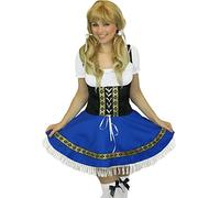 Yummy Bee Oktoberfest Outfit Women - Bavarian Dirndl Dress October Festival Outfit Beer Maid Costume German Fancy Dress Plus Size Halloween Beer Girl with Over Knee White Socks (14-16)