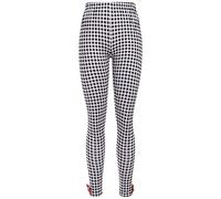 Yummy Bee Patterned Leggings for Women UK - Funky Halloween Leggings - Blue White Check, Black White Check, Purple Tartan - Stretchy Fancy Dress Leggings with Sparkly Ankle Bows (Black White)