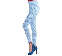 Yummy Bee - Women's Funky Halloween Leggings - Black White Blue White Check & Purple Tartan - Sparkly Ankle Bows Size 10-14