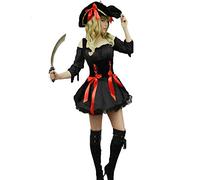 Yummy Bee - Pirate Costume Women - Pirate Fancy Dress - Ladies Halloween Costumes Adult - Plus Size Womens Fancy Dress Costume Size 6-22 - Dress Hat (6-8, Black)