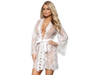 Yummy Bee Sexy Lingerie for Women Sets Lace Robe See Through Lingerie Negligee Babydoll Plus Size Lingerie UK Chemise Dress (White 16/18)
