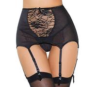 Yummy Bee - Suspender Belt Set Black High Waisted Girdle - Lace Garter Belt Set - Plus Size Lingerie Set 8-22 (Black, 16/18)