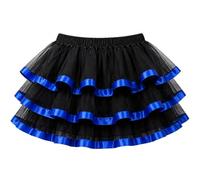 Yummy Bee Tutu Skirts for Women Black Tulle Skirt Petticoat Underskirt - Satin Trim Red Black Purple or Blue Burlesque Dance Costume Fancy Dress Plus Size UK 6-24 (12-14, Blue)
