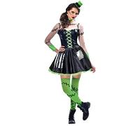 Yummy Bee Women’s Frankenstein Costume - Frankie Stein Inspired Halloween Outfit Dress with Stockings and Hat - Gothic Fancy Dress Party Costume - Size S (8 10)