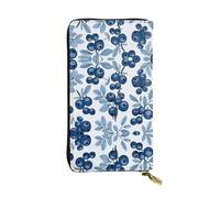 Yummy blueberries. Printed leather wallet, 7.5 x 4.1-inch long credit card holder, portable travel cash wallet