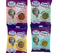 Yummy Cat Treat Pockets - Salmon, Chicken, Catnip & Tuna 3 Packs, Mixed 4-Pack Bundle | Soft Filled Snacks | Healthy Treats Zvire (Pack Of 4, Bundle Of All 4-1 Each)