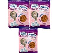 Yummy Cat Treat Pockets - Salmon, Chicken, Catnip & Tuna 3 Packs, Mixed 4-Pack Bundle | Soft Filled Snacks | Healthy Treats Zvire (Pack Of 3, Yummy Cat Treat Pockets w/Salmon 100g)
