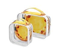 Yummy Egg Tart Yellow 2 Pack Clear Toiletry Bag Set TSA Approved Multifunctional Makeup Bag Small Shaving Essentials de maquillaje