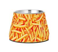 Yummy Fried French Fries Yellow Dogs Food Bowls Elevated Stainless Steel Raised Cat Bowl for Slow Feed Dogs Whisker Fatigue