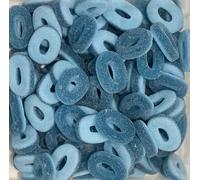 Yummy Gummy 1kg Blue Raspberry Rings Tub - Sour Fizzy Sweets - Vegan & Halal - Perfect for Parties, Sweet Buffets, Pick & Mix, Sharing or Gifting