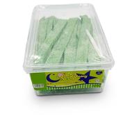 Yummy Gummy Fizzy Apple Belts 1.2kg Resealable Tub | Tangy Sour Green Candy Strips | Bulk Sweets for Parties and Sharing