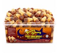 Yummy Gummy Fizzy Cola Bottles 1kg Bulk Tub, Cola Flavour Gummy Candy, Halal Sweets, Sugar Coated Chewy Gummy Bottles, Large Sharing Tub for Parties, Movie Nights, Pick & Mix, Sweet Gift, 1000g