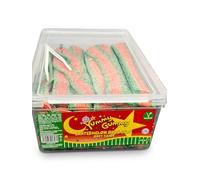 Yummy Gummy Fizzy Watermelon Belts 1.2kg Bulk Resealable Tub | Sour Gummy Candy Strips | Tangy Fruit Flavoured Retro Sweets for Party Bags, Sharing and Sweet Tables