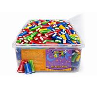 Yummy Gummy Mix Pencil Bites 1kg Sweet Tub - Assorted Filled Pencil Sweets, Soft Chewy Candy, Colourful Fruit Flavour Gummies, Bulk Pick n Mix Sweets, Halal Candy Tub for Parties & Sharing