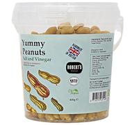 Yummy Peanuts 2 X 400g Pots - Available in Multiple Flavours - Gluten & Free, Vegan, Low Carb, High Protein - Handmade in Britain with Family Recipe (Salt & Vinegar)