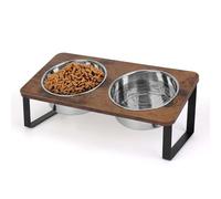 Yummy Sam 15° Tilted Raised Stainless Steel Dog Food and Water Bowl Set, Elevated Pet Bowls with Stand Double Food Feeding Dishes for Medium Dogs and Large Cats