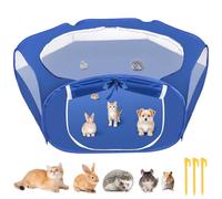 Yummy Sam Fortable Small Pet Playpen with Top Cover, Breathable Little Animal Cage Tent, Pet Exercise Play Pen for Puppy Kitten Rabbit Hamster Guinea Pig Hedgehog Chicks Indoor Outdoor Use (Blue)