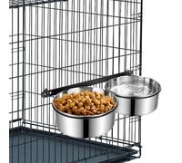 Yummy Sam Hanging Pet Dog Food Water Bowl for Cage, Stainless Steel Non-Spill Kennel Hanging Cats Pets Bowls with Clamp Holder Crate Feeder Dish for Medium Large Dogs Pets (Silver)