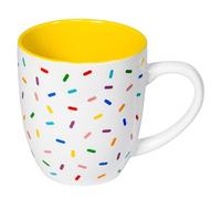 Yummy Sprinkles mug | Cute Coffee Mug with rainbow Sprinkles | Coffee Cup Gift | Lavender mug | White Ceramic mug with Green, Yellow, Red, Pink, and Blue Sprinkles | Large, Fun Mug (Daffodil Yellow)