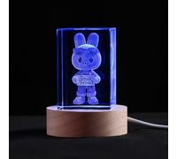 YummyCarrot 3D Crystal Ball Bunny Lamp 1.5 * 1.5 * 2.4INCH Night Light with Laser Engraved,5Colors Changing Crystal Snow Globe Gift for Kids,3D Led Night Light Rabbit and Glass Sphere Collectors