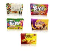 Yummys Toffee Boxes Selection Bundle 1kg, 5-Piece Gift Set of Assorted Chocolate Eclairs, Butterscotch, Fruit Jellies, Sour and Fruity Chews, Individually Wrapped Sweets for Sharing