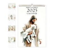 Yumneo 2025 Wall Calendar,12 Months Wire-Binding Wall Calendar with Hook | Monthly Planner Bible Stories Paper Hangable for Home Classroom Family Room Office Dorm Daily Life Spiritual Growth