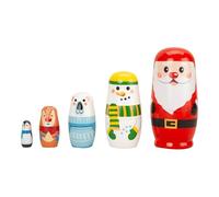 Yumneo Christmas Nesting Dolls | Christmas Wooden Stacking Ornament - Santa Claus Elk Snowman Nested Playset | for Boys Girls Toddler Adults Party Favor Home Birthday