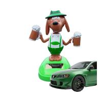 Yumneo Dashboard Decorations - Solar Shaking Head Dog Bobble Dashboard Decorations | Interior Decor Dancing Toy Swinging Figures Cartoon Puppy Hold Beer for Desk Vehicles Truck