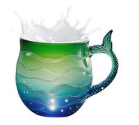 Yumneo Glass Coffee Cups | Mermaid Tail Handle Sea Wave | Coffee Glasses Mermaid Drinking Cups,for Hot Cold Tea Water Juice Home Decor Office Dorm Restaurant Bar Birthday Christmas