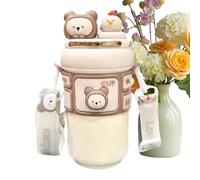 Yumneo Leak Proof Insulated Water Bottle,Cute Stainless Leak-Proof Coffee Cup - with Adjustable Strap Hot Or Cold Water Bottle - for Milk Coffee Beverage Drinking Outdoor Sports Gym Indoor Home Hiking