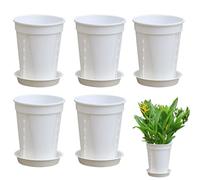 Yumneo Planter Pot | Garden Pots | 5 Piece Flower Drainage Containers with Trays Grow Box Window Patio Outdoor Balcony Outside