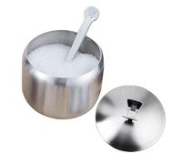 Yumneo Stainless Steel Seasoning Jar,Kitchen Sugar Jar with Lid and Spoon | Salt Pepper Storage Bowl Kitchen Organization for Cooking Baking BBQ Grill Camping Picnic