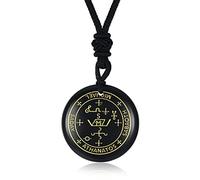 Yumoquee Archangel Michael Necklace, Men's Genuine Black Agate Protection Amulet
