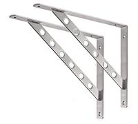 YUMORE 2 Pack Heavy Duty Stainless Steel Shelf Brackets 16" Max Load 250kg