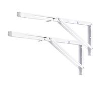 YUMORE 24 Inch Folding Shelf Brackets, Heavy Duty L Bracket, White DIY Collapsible Shelf Bracket for Workbench Folding Table Hinge, Max Load: 330lb, 2 Pack