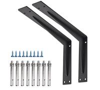 YUMORE Countertop Support Bracket Heavy Duty 16x10x2 in, 1/5IN Thicken Solid L Brackets Countertop Bar Shelf Bracket, Includes Hardware, Matte Black, 2 Pack