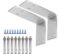 YUMORE Countertop Support Brackets 150x100x50mm,5mm Thick Heavy Duty L Shelf Bracket Stainless Steel Wall Mounted Support for DIY Open Shelving, 2 Pack, with Metal Wall Plug & Screws