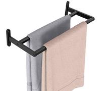 YUMORE Double Towel Rail Wall Mounted 40CM Bathroom Towels Holder Stainless Steel Dual Rod Long Bath Sheet Bar Rack for Bathroom Toilet Kitchen, 16inch, Black