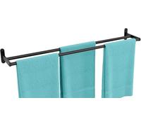 YUMORE Double Towel Rail Wall Mounted 80CM Bathroom Towels Holder Stainless Steel Dual Rod Long Bath Sheet Bar Rack for Bathroom Toilet Kitchen, Black