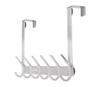 YUMORE Over Door Hooks Hanger with 12 Heavy Duty Stainless Steel Hooks for Bedroom, Coats, Jackets, Purses, Bags, Clothes and Towels (304 Stainless Steel, Silver)